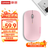 联想（Lenovo）无线蓝牙鼠标充电鼠标轻音鼠标 Air Handle轻音双模鼠标 便携办公鼠标 桃花粉