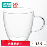 NITORI宜得利家居 带把日式透明茶杯水杯耐热玻璃杯 MC-04 200ml