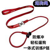 星舵p绳防爆冲狗狗牵引绳训练边牧金毛柯基p链小型中大型犬遛狗牵引绳 一体式p绳升级款红色【万向环】