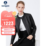 Navigare 意大利小帆船女士真皮皮衣秋冬款小立领羊皮机车服X2236700091 黑色 L 