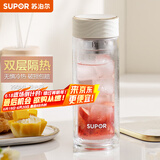 苏泊尔（SUPOR）玻璃杯双层男女士家用办公商务送礼泡茶水杯车载便携茶杯子 290ML-珠光白