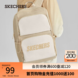 斯凯奇（Skechers）双肩包男女红色书包时尚大容量休闲运动旅行背包 爱尔兰奶油色/028R