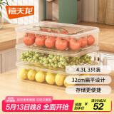 禧天龙冰箱保鲜盒食品级冰箱收纳盒塑料密封盒蔬菜水果冷冻盒 4.5L 3个