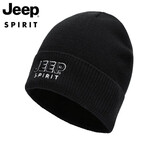 JEEP帽子男士毛线帽防风护耳保暖加绒棉帽潮流韩版羊毛混纺秋冬针织帽休闲防寒帽 A0190黑色
