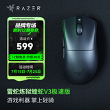 雷蛇 炼狱蝰蛇v3极速版 无线2.4G电竞游戏轻量化鼠标人体工程学背部增高吃鸡鼠标 炼狱蝰蛇V3极速版【类肤表面  轻约55克】 有线+2.4G