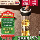宝威玛（BVGMAV）玻璃杯茶水分离杯磁弹泡茶水杯子男士商务双层防烫便携车载360ml