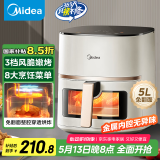 美的（Midea）空气炸锅家用 可视免翻面 金属内腔 蒸汽嫩炸 长辈送礼实用大容量5L 多功能 智能食谱MF-KZC5089