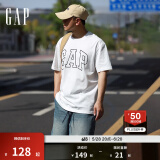 Gap【热卖爆款】男装夏撞色logo圆领短袖T恤纯棉上衣544465 白色 165/88A(S) 亚洲尺码