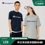 Champion夏季经典款印花草写LOGO圆领休闲运动T恤无性别冠军短袖男女情侣 黑色(偏薄） S