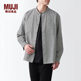 无印良品 MUJI 男式 棉水洗牛津 立领衬衫 纯棉全棉 ACA40C2S 白色格纹 XS 160/80A