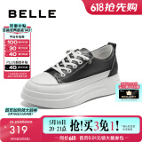百丽（Belle）小白鞋女鞋商场款厚底增高一脚蹬单鞋透气休闲鞋U8N1DAM3预售 黑色 38 (240mm)