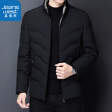 真维斯（Jeanswest）羽绒服男外套冬季中年外衣夹克袄子商务中青年休闲白鸭绒百搭上衣 B601-Y615黑色 XL （125-145斤）