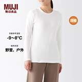 无印良品（MUJI） 女式 棉 厚款 长袖T恤 纯棉全棉 FCD70C2A 打底衫 打底衣 家居服 白色 L