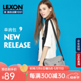 乐上（LEXON）单肩包休闲运动包斜跨包旅行外出男女款多功能包斜挎包 浅灰色-1421大号