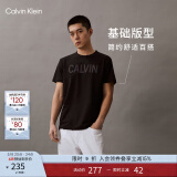 Calvin Klein Jeans夏季男女情侣中性摩登霓虹ck印花休闲圆领短袖T恤J318289 BEH-黑色 S （推荐120-135斤）