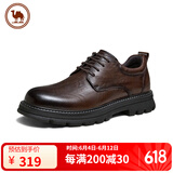 骆驼牌 新款休闲皮鞋舒软真皮复古增高正装男士皮鞋 P14A201635 棕色 39