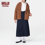无印良品（MUJI）女式 长毛抓绒 拉链连帽衫 秋冬季保暖 加绒短外套 BBJ21C3A 深暗黄色 M (160/84A)