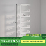 豫正豫正家用学生现代简约书籍馆多层落地置物架钢制简易图书馆书架 珍珠白单面六层2米高0.6m长副架