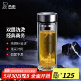 希诺（HEENOOR） 双层玻璃杯男士办公高档送礼礼盒泡茶滤网耐高温大容量商务水杯 经典-迷你款 180ml