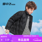 雪中飞童装儿童羽绒服2024秋冬新款男童中大童女童网格衬衫式轻薄羽绒服 黑色 150