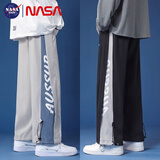 NASA BASE休闲裤男春秋夏季新款青少年潮流运动束脚九分裤宽松直筒阔腿裤子 3072灰色+3072黑色 L （建议105-120斤）