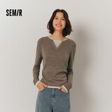 森马（Semir）森马毛衣女短款假两件含羊毛针织衫24冬新款保暖内搭109724107015