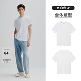 太平鸟男装 夏短袖T恤男干爽面料时尚运动服纯色体恤打底衫潮 白色（合体）干爽面料 L