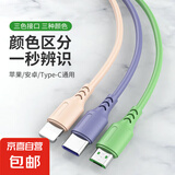 三合一数据线多功能手机快充电线一拖三适用苹果华为小米typec安卓通用闪充电线加长 1条装 三彩色【1米】