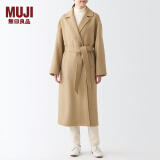 无印良品（MUJI）女式 羊毛混 长款大衣 毛呢外套女款秋季 BDA15A2A 米色 S 155/80A