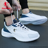 乔丹（QIAODAN）男鞋冬季防水跑步鞋男士2025新款冬皮面休闲鞋旅游软底运动鞋子男 乔丹白/灰银色 皮面防水 42