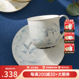 华光骨瓷水杯茶杯带盖 茶杯套装高档伴手礼 办公杯会议杯 富贵花开 乾坤盖杯（灰牡丹+白金）