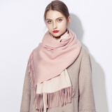 达芬奇密码 纯羊毛围巾女秋冬款女围巾保暖围脖本命年红色节日披肩生日礼物 苍粉白色