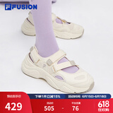 斐乐（FILA）FUSION斐乐玛丽珍凉鞋女鞋新款凉拖魔术贴海螺沙滩鞋 古白色/燕麦色-AO 37.5
