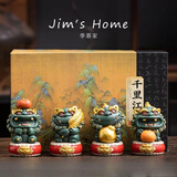 季慕家故宫文创招财貔貅麒麟吉祥物招财家居桌面风水摆件茶宠生日送礼物 事业有成丨彩金丨鼓底座丨礼盒装
