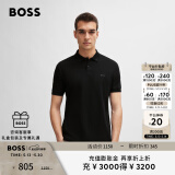 BOSS【520礼物】【100%棉 珠地布】男士夏高尔夫运动短袖Polo衫 001-黑色 M
