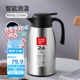 炊大皇保温壶304不锈钢家用大容量防滑底智能温显保温壶 钢本色 2.2L