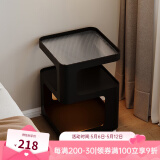 航轩世家床头柜小型家用卧室创意床边柜现代简约收纳架子铁艺移动边几 【带感应灯】40*40*59cm-幽暗黑