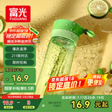 富光户外男女运动水杯塑料水杯便携学生杯子耐摔泡茶隔提绳绿色500ml