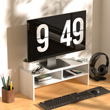 HMJIA显示器双层增高架电脑支架办公桌面文件键盘收纳架置物架子 白色