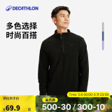 迪卡侬男式山地徒步摇粒绒保暖夹克MH100 黑色 4094320 S