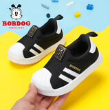 巴布豆宝宝鞋子男软底1-3岁春秋小童透气学步鞋102301032黑/金24