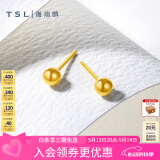 谢瑞麟（TSL）足金黄金耳钉光面圆球简约耳环气质小坠耳饰YK259520礼物 约1.4g 工费220元