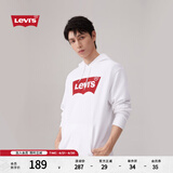 Levi's【特价来袭】李维斯情侣同款经典宽松休闲logo套头连帽卫衣 白色 19622-0018 S