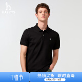 哈吉斯（HAZZYS）男装 夏款男上衣【3A抗菌工艺】通勤短袖polo男ASTZE0BBX26 黑色BK XL (180/100A 50)