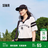 森马POLO衫女中长款字母印花时尚夏季宽松衣服学院风109324115005