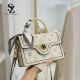 SiaZella高级感包包女新款百搭洋气斜挎包单肩时尚印花手提520情人节礼物 米白色
