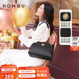 红谷女包简约休闲时尚菱格单肩包头层牛皮斜挎包 520情人节礼物