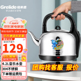 格来德 （Grelide）烧水壶加厚304不锈钢电热水壶家用电水壶4.2L-6L大容量热水壶自动断电煲水壶煮水壶开水壶防干烧 4.2L 音乐提醒-1米电源线-4201M