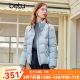 百图betu女装秋冬新款羽绒服轻薄短款时尚立领长袖羽绒服2309T07 蓝色 L