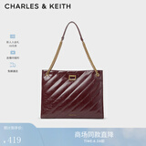 CHARLES&KEITH大容量绗缝链条单肩托特包生日礼物CK2-20151448 Mulberry Plum紫红色 大包